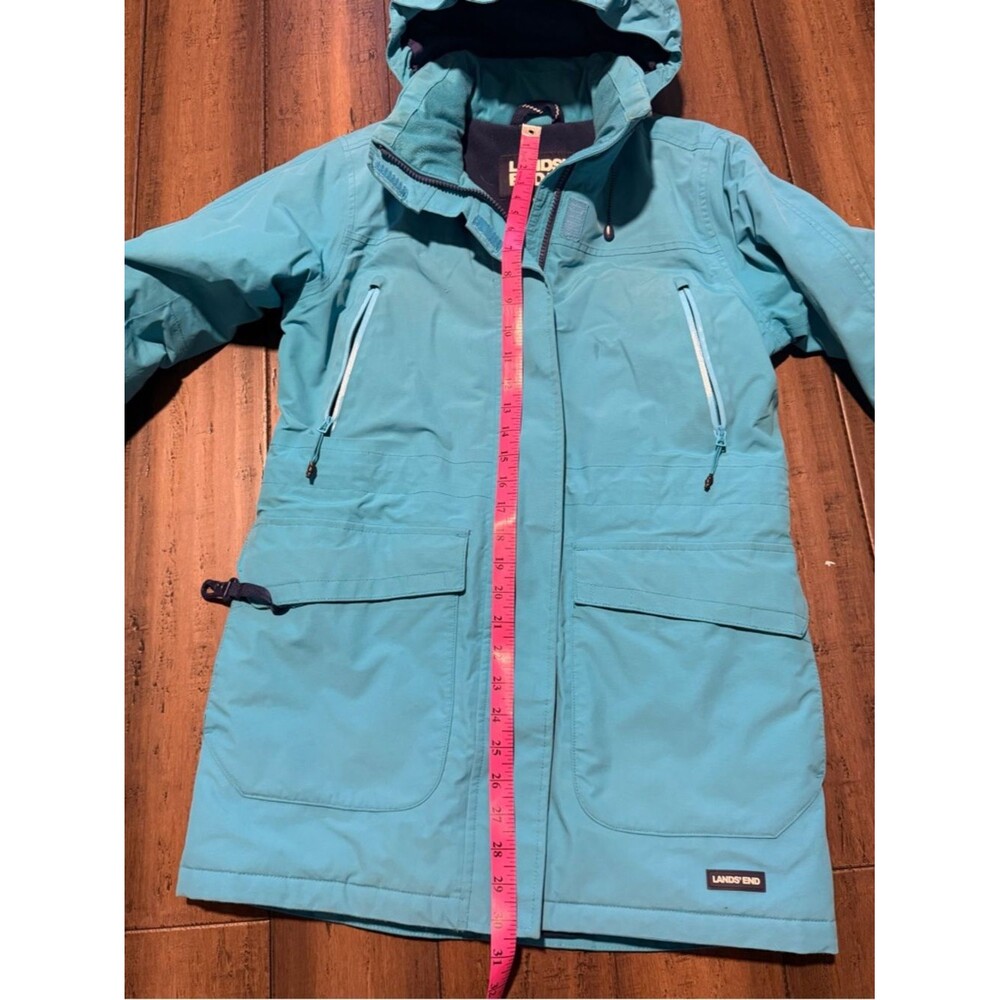 Lands' End Women's/Teen Aqua Blue Hooded Ski Jacket - Picture 6 of 10